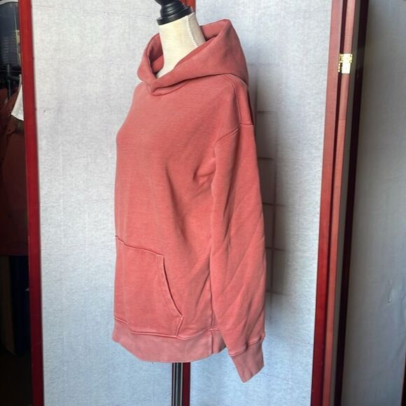 Abercrombie & Fitch Deep Rose Relaxed Fit Semi-Distressed Pullover Hoodie (Small - Picture 5 of 10